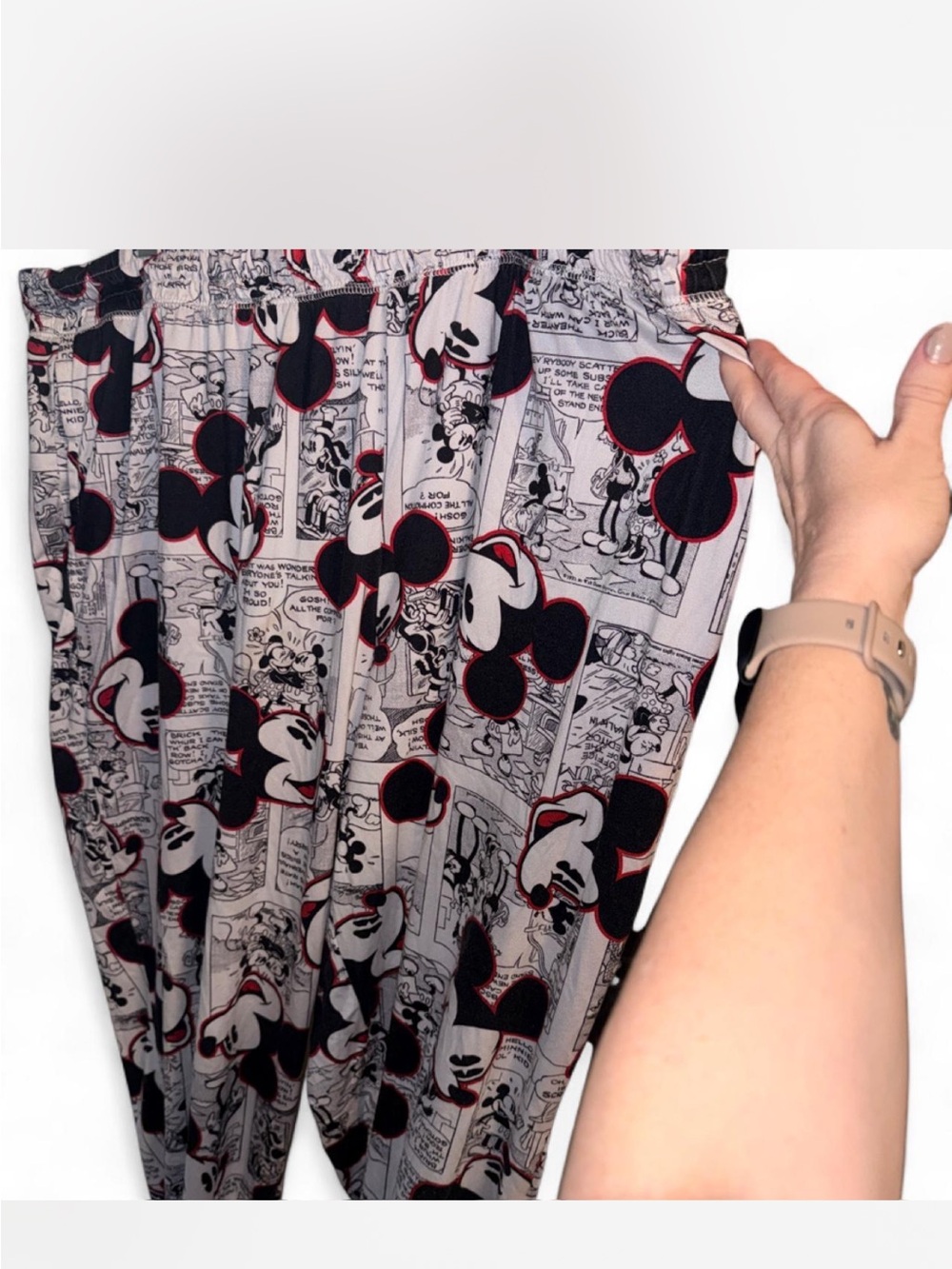 Disney Mickey Mouse Black and White Comic Print Pajama Pants - Picture 3 of 6